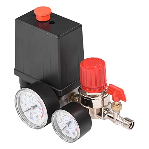 Artillery Air Compressor Control,Small Size Air Compressor Pressure Switch Control Valve Regulator with Pressure Gauges for Quick Pressure Relief