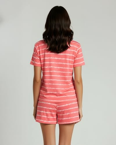 Image of Real Essentials 2 Pack: Women's Short Sleeve Pajama Short Set - Comfy Lightweight Soft Lounge Sleepwear (Plus