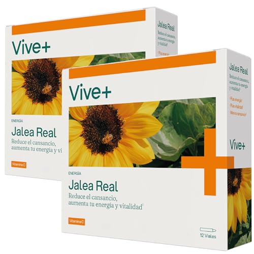 Vive+ Jalea Real – 2 paquetes de 12 Viales – Suplemento Energético Natural con Vitamina C – Refuerza el Sistema Inmunológico y Reduce el Cansancio – Fórmula Concentrada para Vitalidad y Bienestar