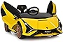 OLAKIDS Kids 12V Licensed Lamborghini SIAN Ride On Car, Electric Vehicle for Toddler with Control Remote, Battery Powered Toy with Music, 2 Speeds, Suspension, LED Lights, Bluetooth (Yellow)