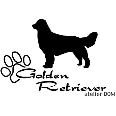 Amazon アトリエdom 少し大きめ 犬のステッカー ゴールデンレトリーバー 黒 ステッカー デカール 車 バイク