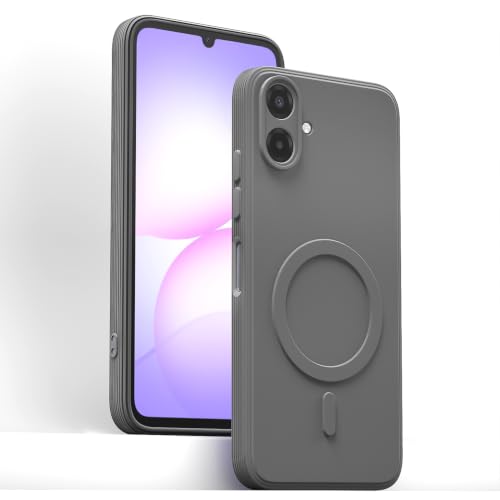 Image of Outlouders Back Cover for Samsung Galaxy M07 | F07 | A07 5G | Soft Matte Silicone | Magnetic-Safe Logo Design (Magnetic-Safe Not Compatible) | Shockproof Protection Bumper Case (Grey)