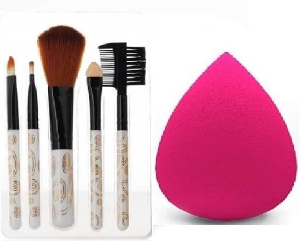 5 Piece Makeup Brush For Girls With Black-1Beauty Sponges