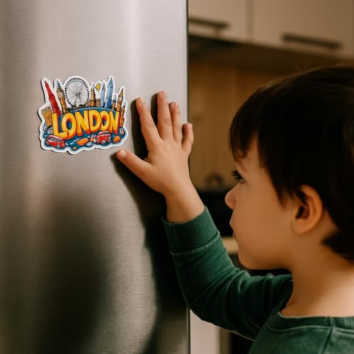 Image of Naxon London Theme Souvenir Wooden Refrigerator Stylish Fridge Magnet - Fridge Decoration Magnet for Kitchen & Home Decor | Perfect Souvenir Gift | Size 3x3 Inches | Pack of 1