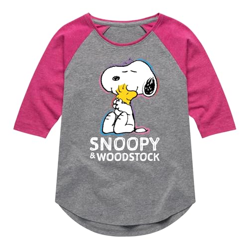 HYBRID APPAREL - Peanuts - Snoopy and Woodstock - Toddler & Youth Girls Raglan Graphic T-Shirt