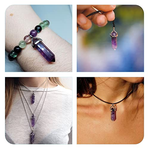 PandaHall 10pcs Natural Fluorite Bullet Charms Pendant 39x10x12mm Hexagonal Healing Pointed Chakra Beads Crystal Gemstone Pendants for DIY Necklace Jewelry Making - Image 4