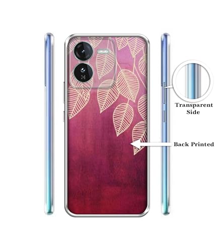 Image of Leaf Pattern Design Printed Silicon Soft TPU Back Case Cover for iQOO Z9 5G, Pink