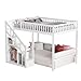Kinderbett Etagenbett 140x200, Hochbett 140 x 200 mit Treppe, Staurau, Gitter und Rausfallschutz, Hochbett für 2 Kinder, Jugendhochbett mit Lattenrost, Kiefer, Ohne Matratze (Weiß A01, 140x200)