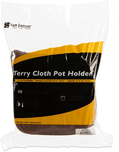 San Jamar Cotton Terry Cloth Square Potholders, 8 Inches, Brown, (Pack Of 12) #TOP2