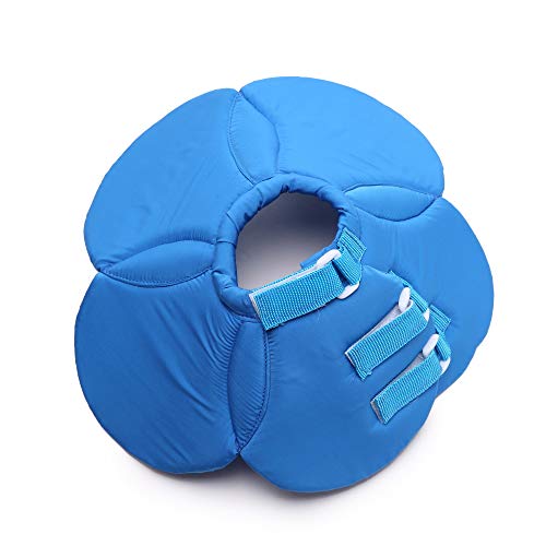Image of Dog Collar, Pet Cone E-Collar Flower Soft Elizabethan Waterproof Grooming Recovery Protecive Adjustable Collar for Puppy Small Medium Dogs (S Neck:9-11in, Blue)