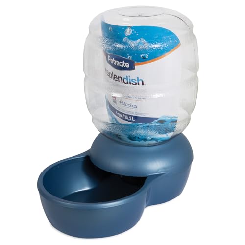 Image of Petmate Replendish Automatic Gravity Waterer for Cats and Dogs, BPA-Free, No Batteries Required, Includes Charcoal Filter, 4 Gallons, Made in USA,Blue