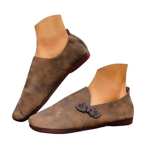 Women's Flat Shoes Closed Square Toe Slip on Ballet Mary Jane Ballerina Flats for Women Dressy Comfortable Casual Retro Business Work Low Top Non-Slip Lightweight Flat Walking Shoes