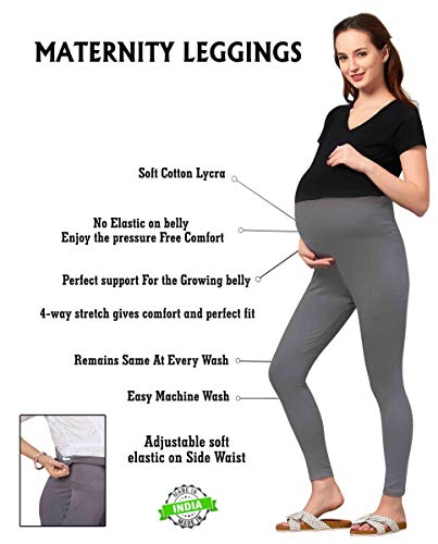 Image of Women's Cotton Lycra Over The Belly Maternity Leggings for Pregnant Women for Pre & Post Pregnancy