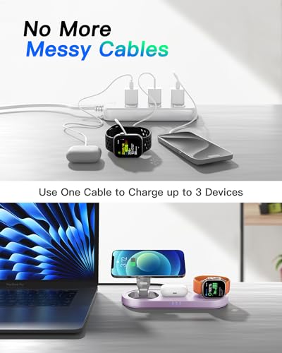 Image of Foldable 3 in 1 Wireless Charging Station for Apple Mag-Safe Charger Stand