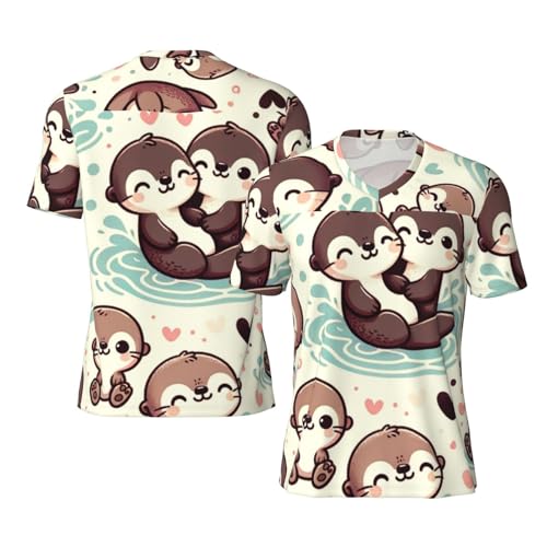 Stylish Athletic Sports Jersey Cute-Otter-Love Men's Rugby Jersey Small Black