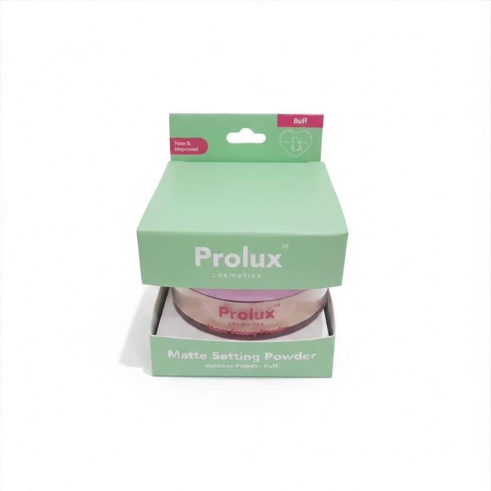 Prolux Matte Setting Powder with Powder Puff, Talc Free, Paraben Free, Face Powder (Buff)