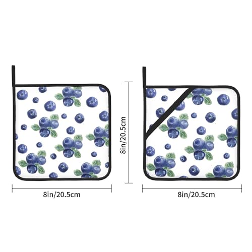 Hoyyu Fruits Blueberry Pot Holders Set Of 2 Kitchen Heat Resistant Potholder Cotton Lining Oven Hot Pads Pot Mats For Kitchen Counter Cooking Baking Microwave Oven End Dishes Bbq Gifts thumb #1