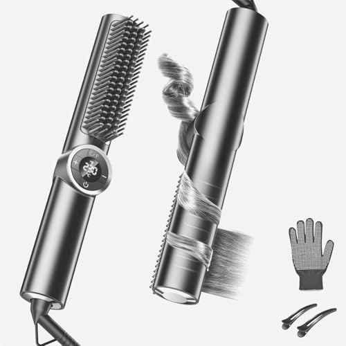 Hair straightener brush for women: 3-in-1 curling & straightening