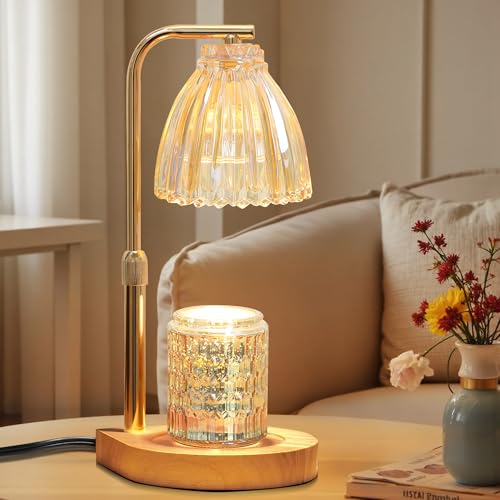 AIFEI Candle Warmer Lamp with Timer, Dimmable Candle Lamp with Adjustable Height, Birthday Gifts for Women Mom, House Warming Gifts New Home, Candle Lamp Warmer for Jar Candles with 2 Bulbs - Wood