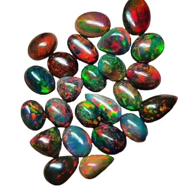 Opale noire éthiopienne 5-7 mm, cabochons opales multi-feu naturelles OPAL-1334