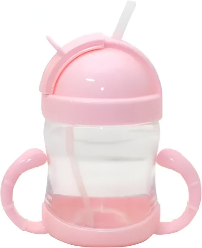 Divik Baby Water Bottle Kids Cute Cup Children Learn Feeding Bottle Children Sippy Drinking Cup with Straw and Handle for Baby (1Pcs) (300ML)-image-30