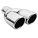 Doppel Auspuffblende Endrohr Auspuff Universell Schalldampf Doppelendrohr Sport Sportauspuff Blende Edelstahl Rund bis 54mm Chrom AutoHobby