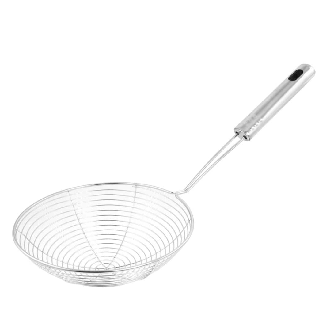 Muiltvoe Strainer Skimmer Ladle Stainless Steel Skimmer Spoon Spider Mesh Filter Spoon for Noodles Cooking Frying