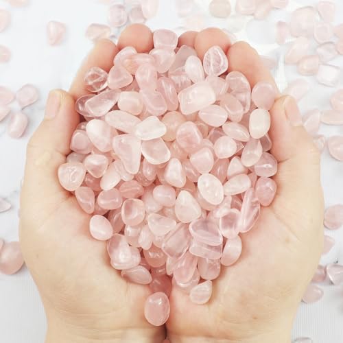 0.96LB Rose Quartz Aquarium Gravel Natural Crystal Crushed Vase Filler Fish Tank Decorative Succulent Rocks Bulk Tumbled Polished Irregular Shaped