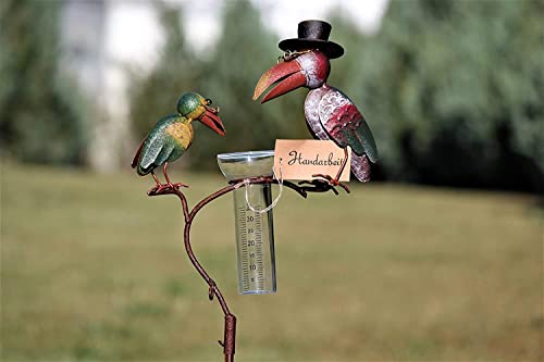 Unbekannt REGENMESSER Rabe - Echtglas, Metall - Gartenstecker/Regenmesser - Bunt - 136 cm hoch