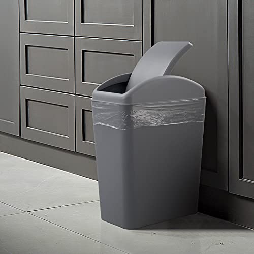 Image of Cand 1 Pack 4 Gallon Kitchen Garbage Can, 16 L Plastic Trash Can with Swing Lid, Grey