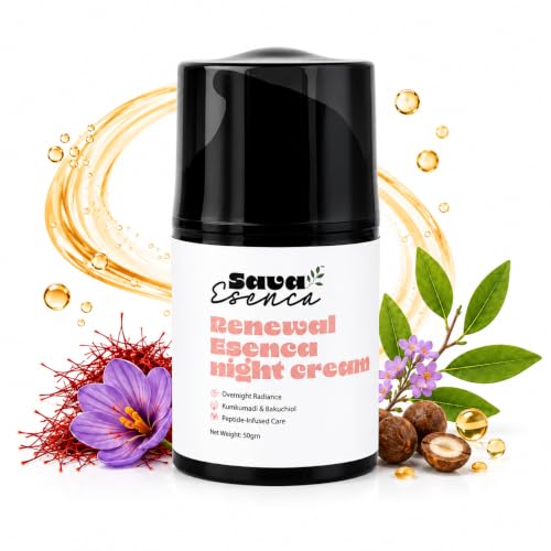 Image of Anti Aging Renewal Night Cream with Bakuchiol, Peptides & Kumikamud, Plant-Based Overnight Face Moisturizer for Radiant, Smooth & Hydrated Skin, Fine Lines & Wrinkle Care, All Skin Types, 50 g