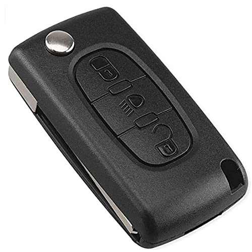 OGGIPRO 3 Boutons Phare Coque Clé Compatible CE0523 clé à Rabat Pliable pour Peugeot 207 307 308 407 408 3008 5008 Citroen C2 C3 C4 C5 C6 C8 (Bouton Phare, CE0523)