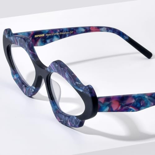 Image of HEPIDEM Multicolor Acetate Glasses Frame Women Cat Eye Eyeglasses Men Optical Spectacles 9291