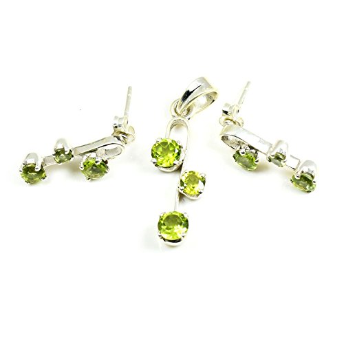 Juego de pendientes y colgante de peridoto verde natural para lucir en cenas y eventos de verano