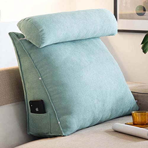 Almohada lumbar en forma de cuña de apoyo - Cojín ajustable para cuello y espalda para leer en el sofá, la cama y el cabecero - Almohada lumbar ideal para una máxima comodidad (Turquesa 45*45*20cm)