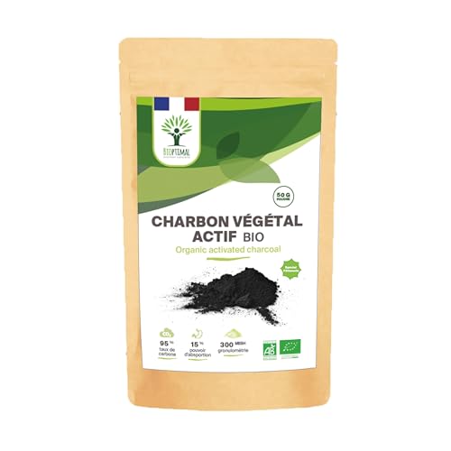 BIOPTIMAL - Charbon Végétal Actif Bio en Poudre Très Fine...