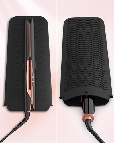 Image of Annlary 1 Inch Hair Straightener with Heat-Resistant Silicone Mat, Flat Iron Hair Straightener and Curler 2 in 1, Professional Ceramic Ionic Dual Voltage Flat Iron