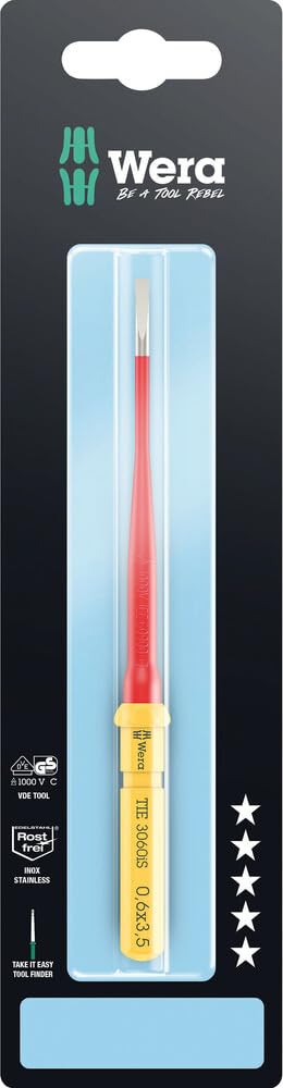 Wera Kraftform Kompakt 3060 Is Vde Insulated Slotted Screwdriver Blade 3.5Mm 154Mm