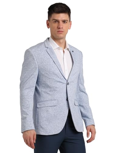 Blazer homme coton stretch bleu clair veste de costume dobby ajustée - 4