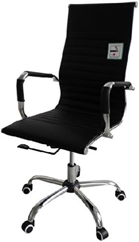 Designer High Back Ribbed Leather Computer Office Reception Chair