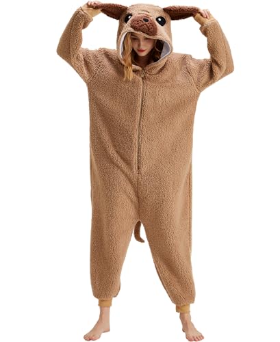sazpajacos Pug Pigiama Intero Pug Costume Animale Pigiama Cartone Animato Pug Tutina Donna Uomo Natale Carnevale Cosplay Costume, Marrone Chiaro XL sazpajacos Pug Pigiama Intero Pug Costume Animale Pigiama Cartone Animato Pug Tutina Donna Uomo Natale Carnevale Cosplay Costume, Marrone Chiaro XL