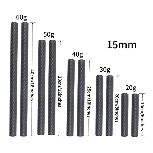 Image of FocusFoto 15mm Carbon Fiber Rods 15cm /6inch Length for 15mm Rod Rail Support System DSLR Camera Rig (Pack of 2)