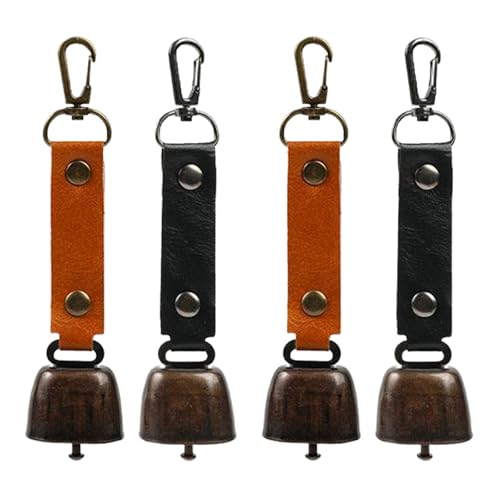 Vordpe Lot de 4 Cloches à Ours, Cloches de Vache en métal, Cloches Anti-Perte, Boucle de Suspension intégrée, pour randonnée en Plein air, Pendentif Sac...