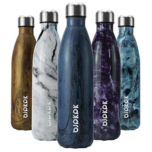 Image of BJPKPK 25oz Stainless Steel Insulated Water Bottle Cola Shape Water Bottles,Wood Prussian Blue