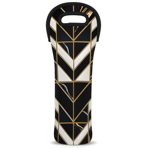 Neoprene Wine Tote Carrier Bag for Wine,Water, Champagne, Beer, Baby Bottles 15.6 x 5.1 Inches, Protective Wine Bag,Geometric Pattern