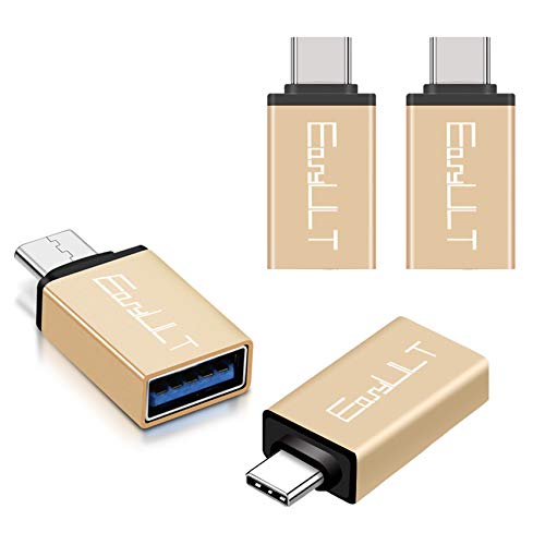 EasyULT Adattatore USB C a USB 3.0 [4 Pezzi], Adattatore Tipo-C a USB A con OTG Connettore Alta Velocità Compatible per Galaxy S8/LG Q8/OnePlus 5T/Honor 9 e Altri Dispositivi USB C (d'oro)