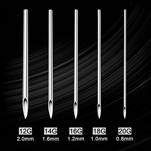 Piercing Needles - Emalla Piercing Kit 50PCS Piercing Needles Disposable Needles 12G，14G，16G，18G，20G Hollow Needles Piercings Needles Kit for Ear Eyebrow Lip Piercing Supplies Piercing Kit - Thumbnail 2