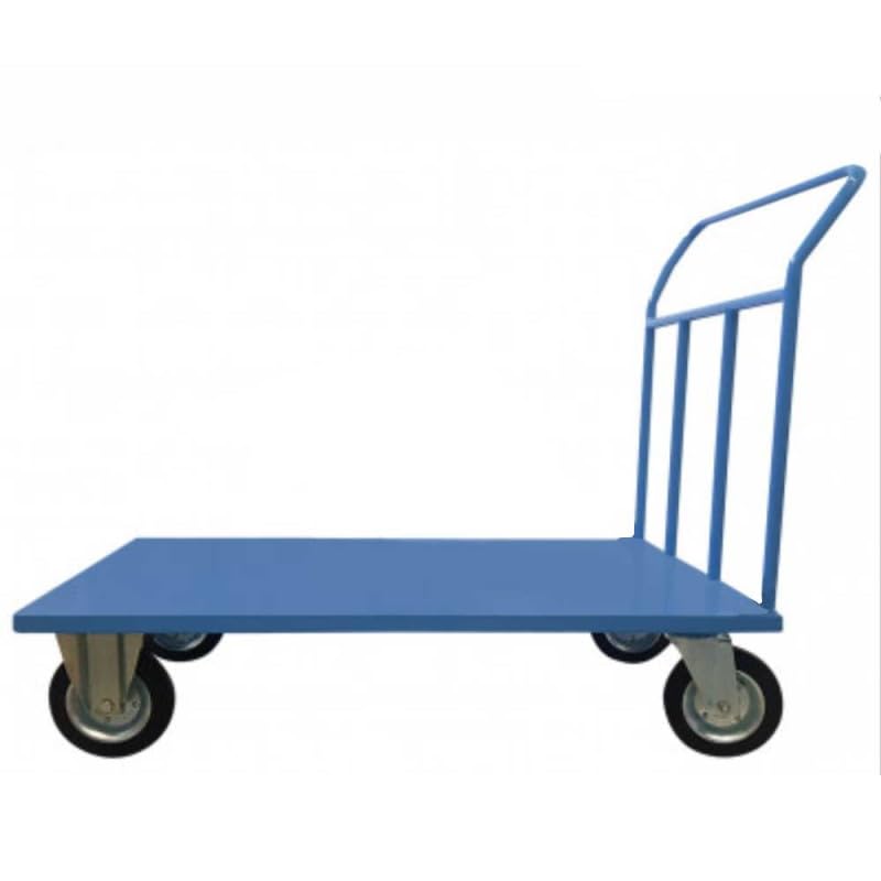 Carrello pianale sponda fissa cm.150x100xh93 a 4 ruote piene kg800 trasporto cartoni sacchi documenti in magazzini uffici 16FS4
