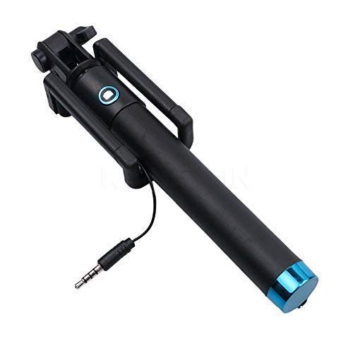 King Shine Selfie Stick for Mobile Phone for clicking Photos & Making Video with Attached AUX Cable | for iPhone and Android Mobile Phones (Multicolor)