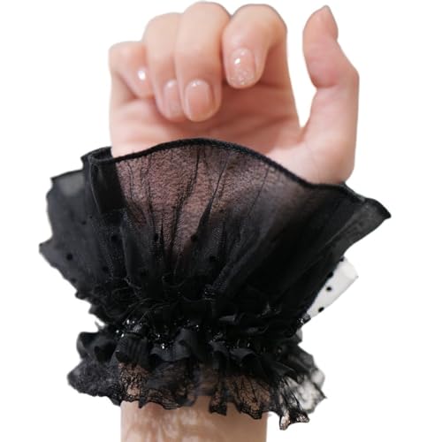 AUOCATTAIL wrist sleeves Lace Fingerless Glove Bridal Cuffs for Women Girls Wedding Party Costume Accessories